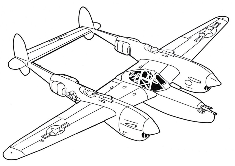 Lockheed P-38 Lightning Ausmalbild