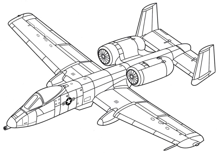 Angriffsflugzeug A-10A Ausmalbild