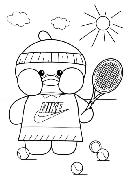 Ente Tennis-Spieler Ausmalbild