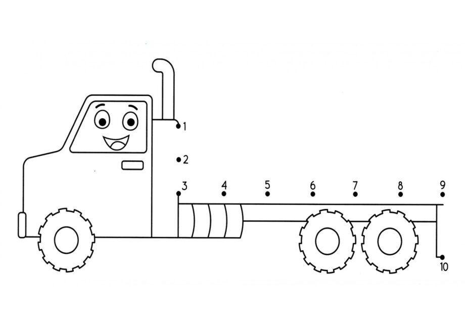 Ausmalbild Glücklicher kleiner Lkw