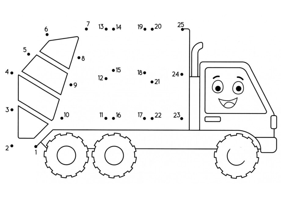 Ausmalbild Grüner Müllwagen