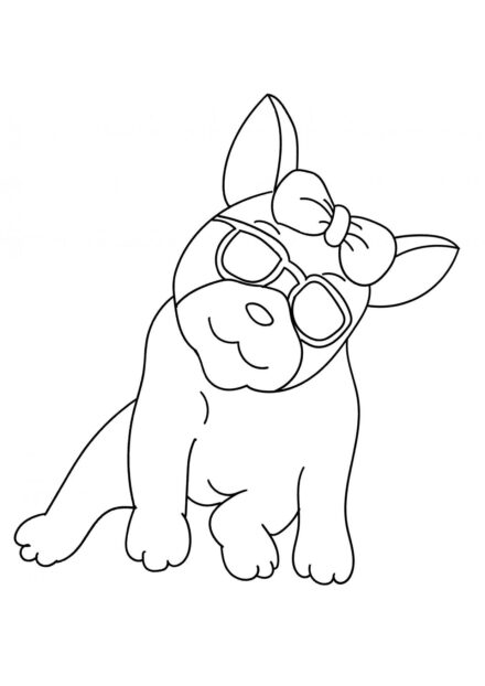 Ausmalbild: Bulldogge mit Brille