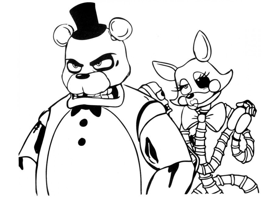 Freddy Bär und Foxy Mangle Ausmalbild