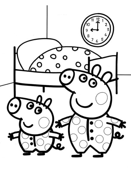 Peppa und George beim Aufwachen Ausmalbild