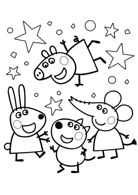 Peppa Wutz mit Freunden Ausmalbild