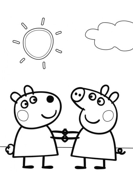 Peppa und Suzy Hand in Hand Ausmalbild