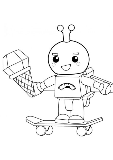 Ausmalbild: Bibo der Roboter mit Eis