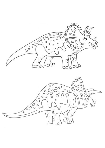 Ausmalbild von zwei Triceratops